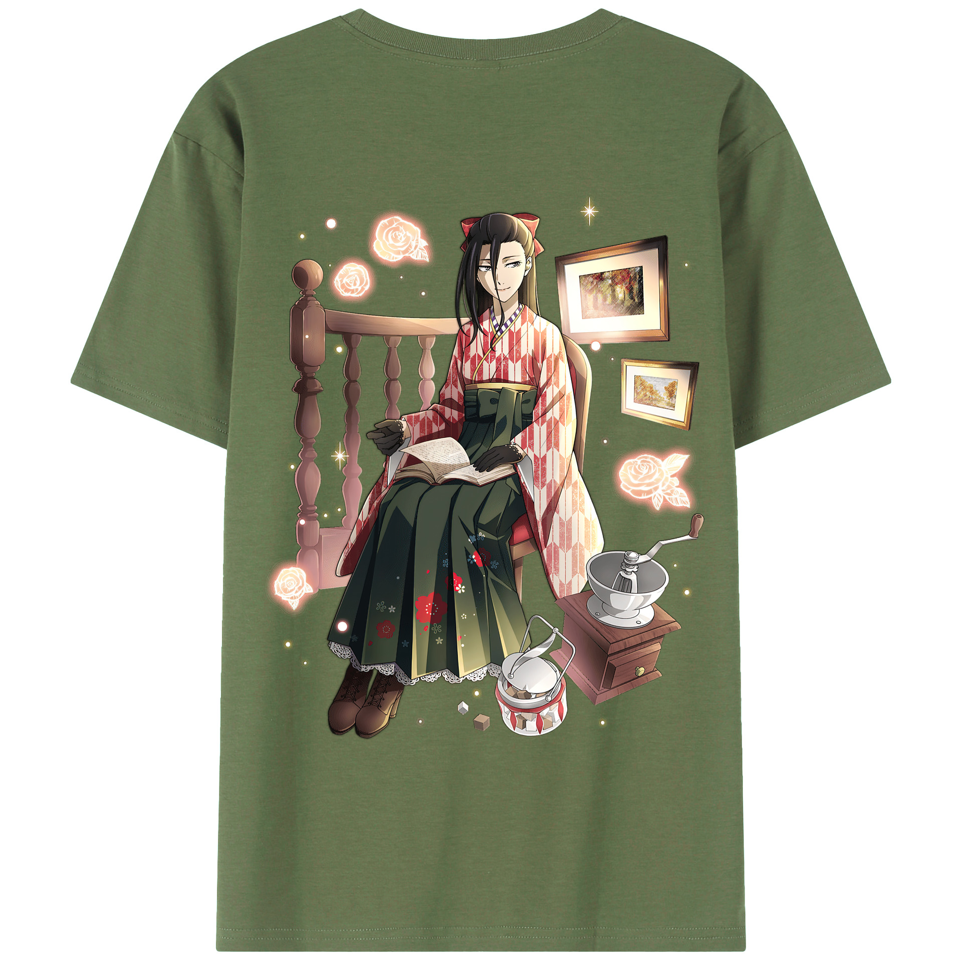 （画像用） 文豪ストレイドッグス Bungo Stray Dogs 綿100％ メンズ半袖Tシャツ（バックプリント） 通気性
